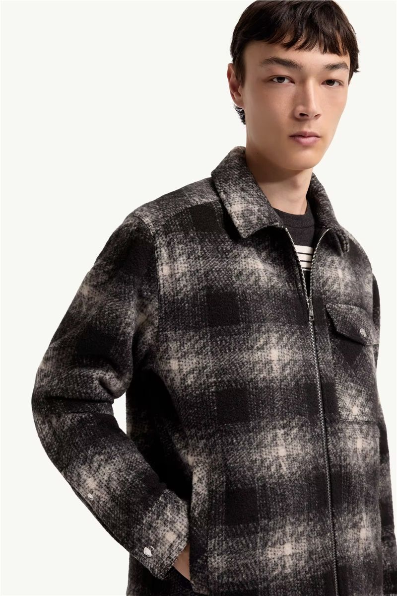 Check jersey zip-up shirt-MONCLER-Verso