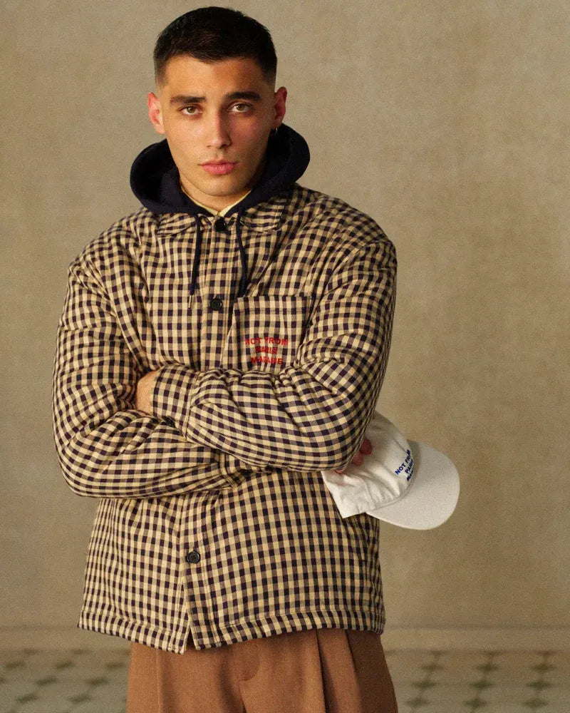 Check overshirt with slogan-DRÔLE DE MONSIEUR-Verso