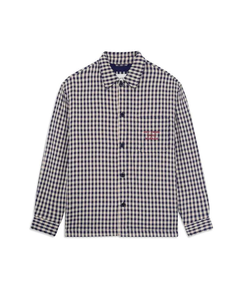 Check overshirt with slogan-DRÔLE DE MONSIEUR-310949-S-Verso