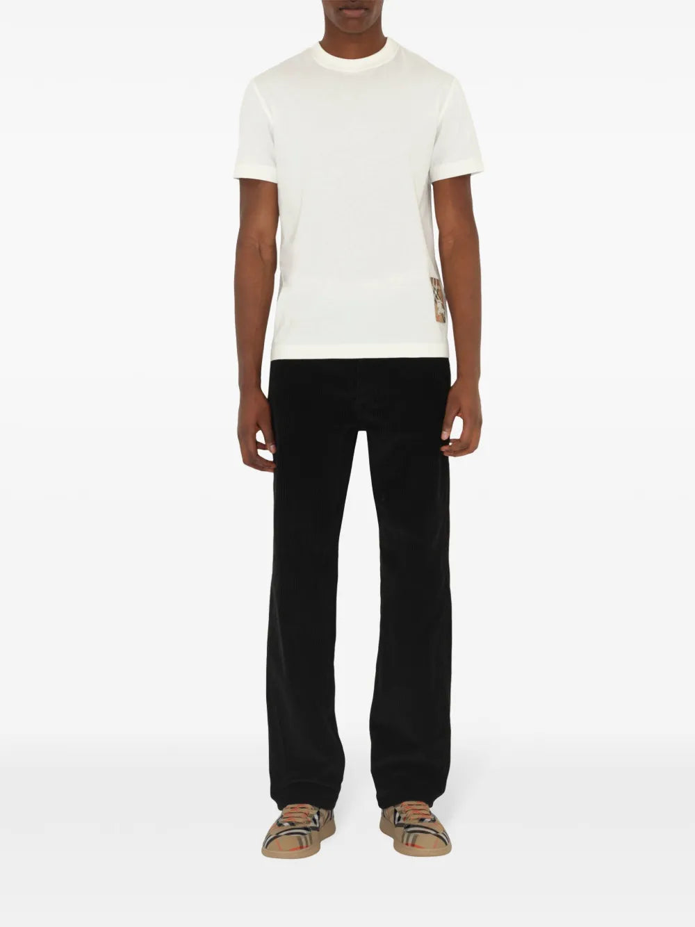 Check-patch cotton t-shirt-BURBERRY-Verso