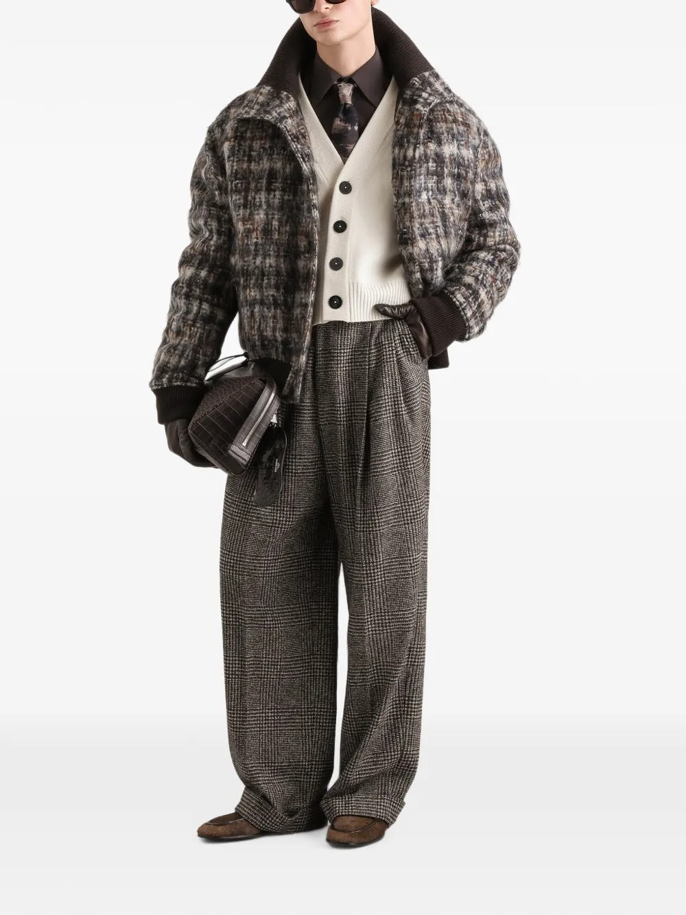 Check-Pattern Bomber Jacket-DOLCE&GABBANA-Verso