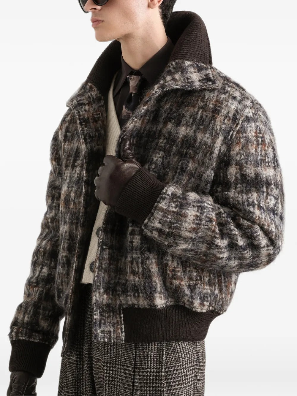Check-Pattern Bomber Jacket-DOLCE&GABBANA-Verso