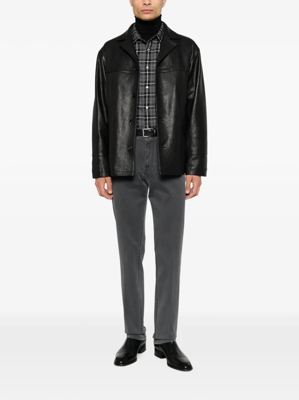 Check-pattern button-down shirt-TOM FORD-Verso