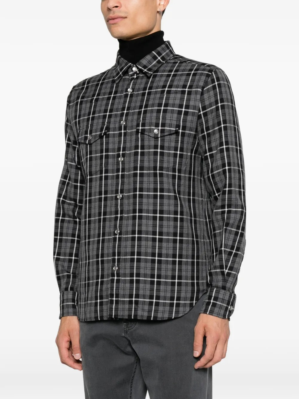Check-pattern button-down shirt-TOM FORD-Verso