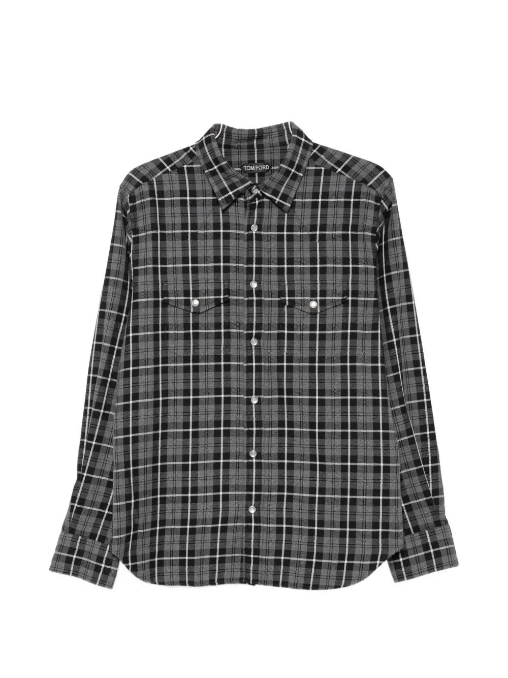 Check-pattern button-down shirt-TOM FORD-Verso
