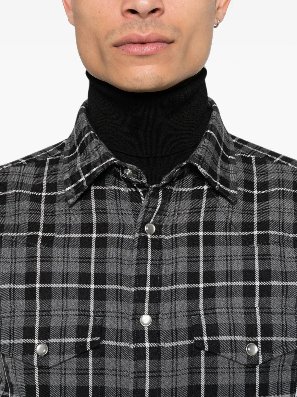 Check-pattern button-down shirt-TOM FORD-Verso