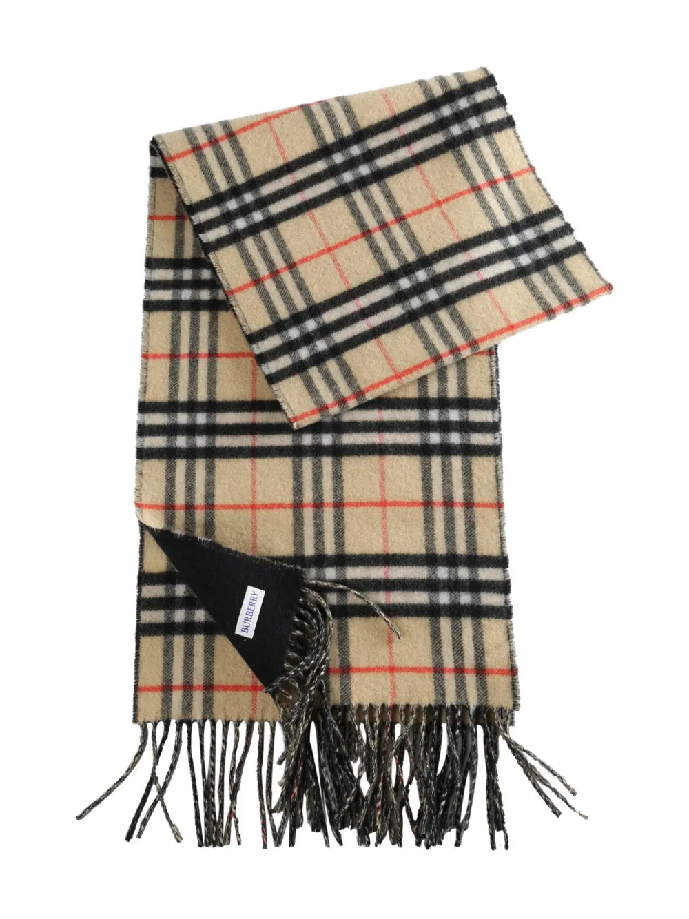 Check-pattern fringed scarf-BURBERRY-Verso