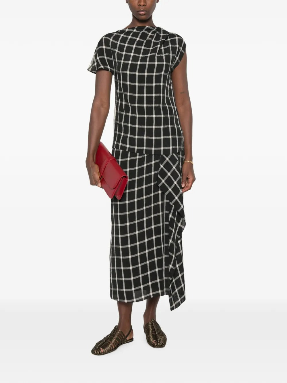 Check-pattern midi skirt-ERDEM-Verso