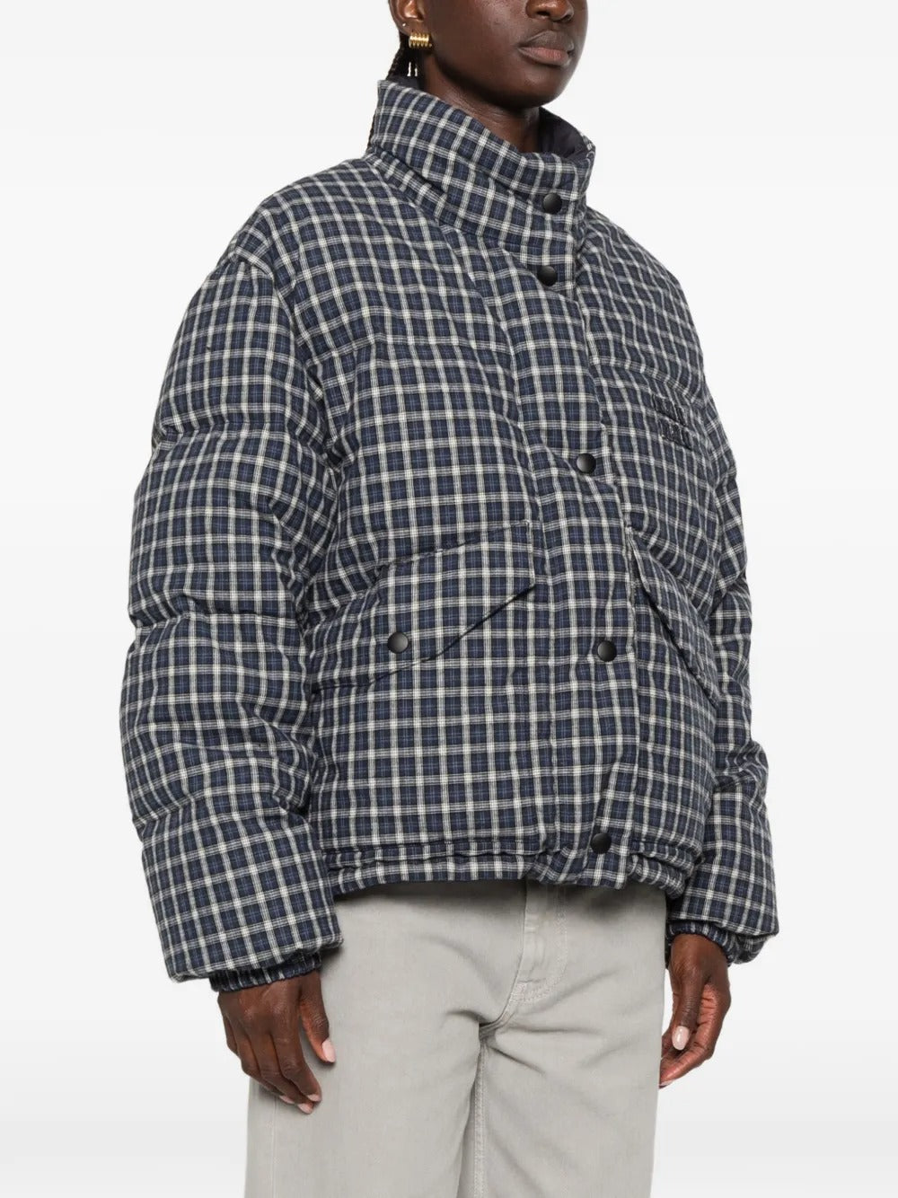Check-pattern quilted jacket-MIU MIU-Verso
