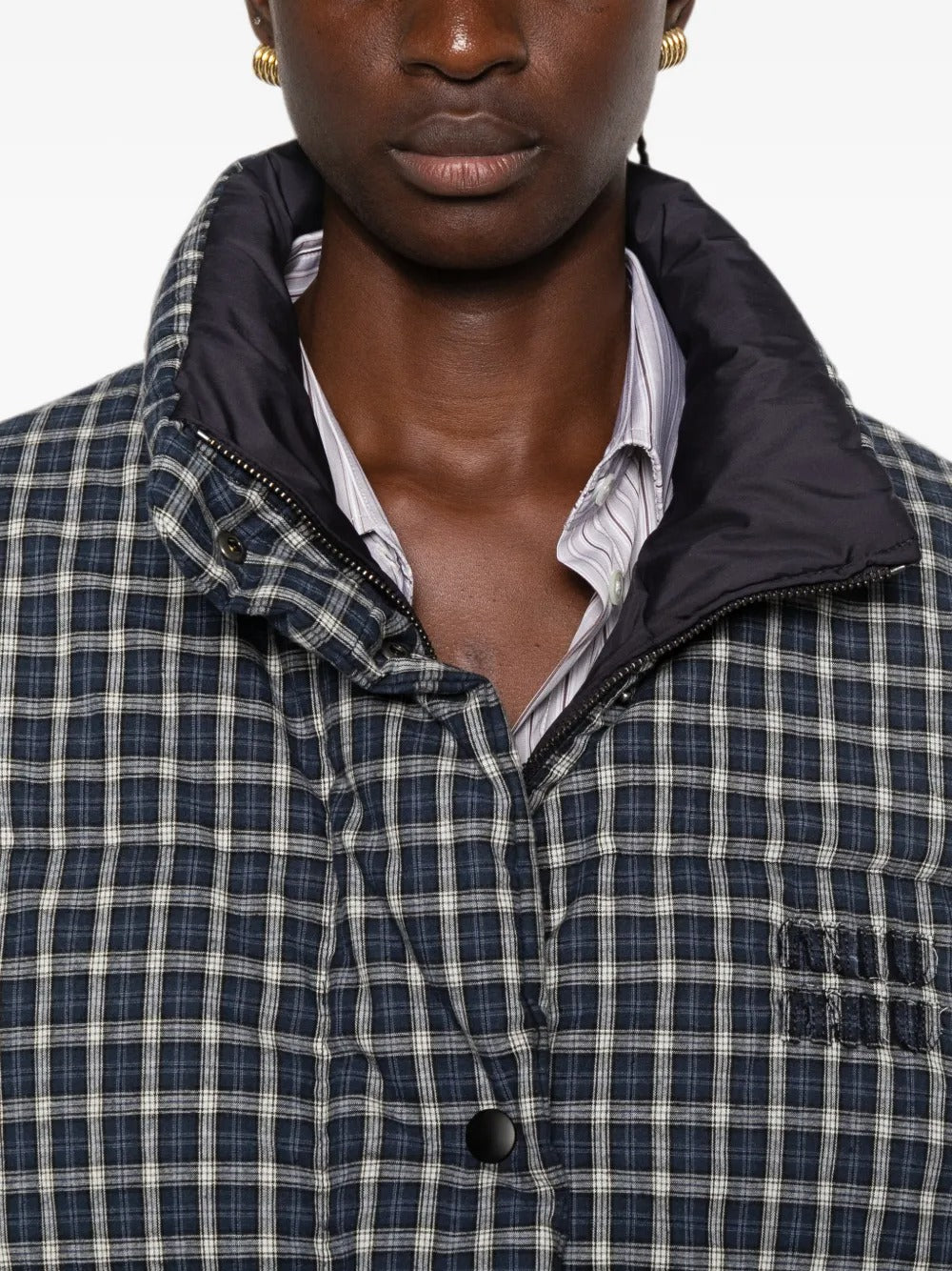 Check-pattern quilted jacket-MIU MIU-Verso