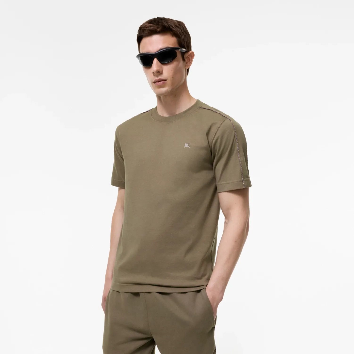 Check Piping Cotton T-shirt-BURBERRY-Verso