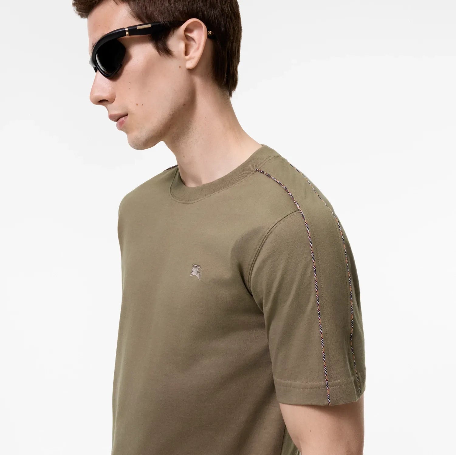 Check Piping Cotton T-shirt-BURBERRY-Verso