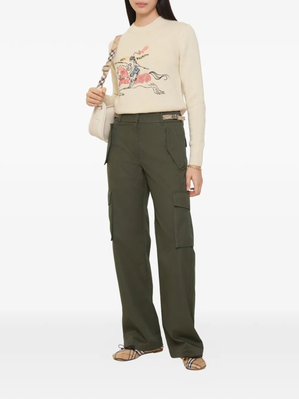 Check-trim Cargo Trousers-BURBERRY-Verso