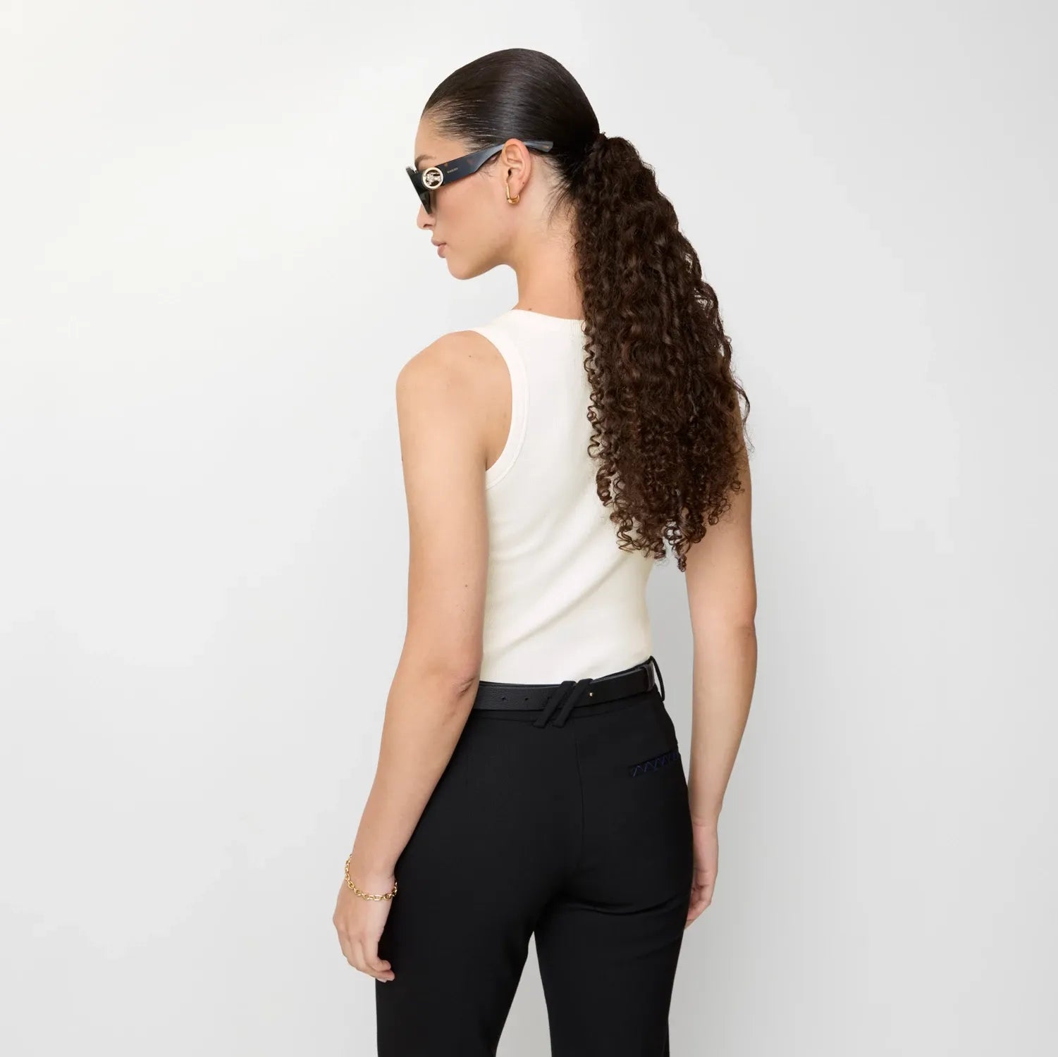 Check Trim Cotton Blend Tank Top-BURBERRY-Verso