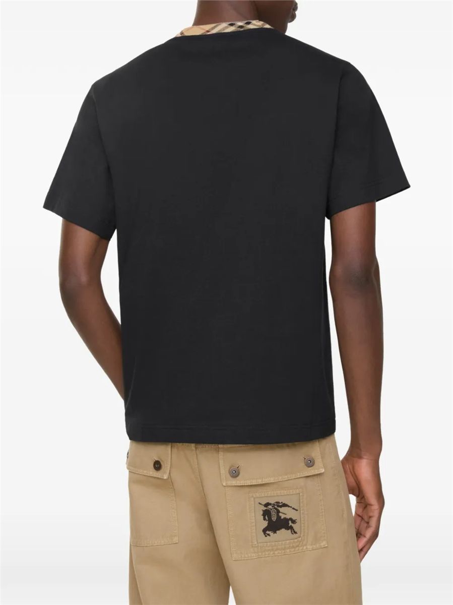 Check trim cotton t-shirt-BURBERRY-Verso