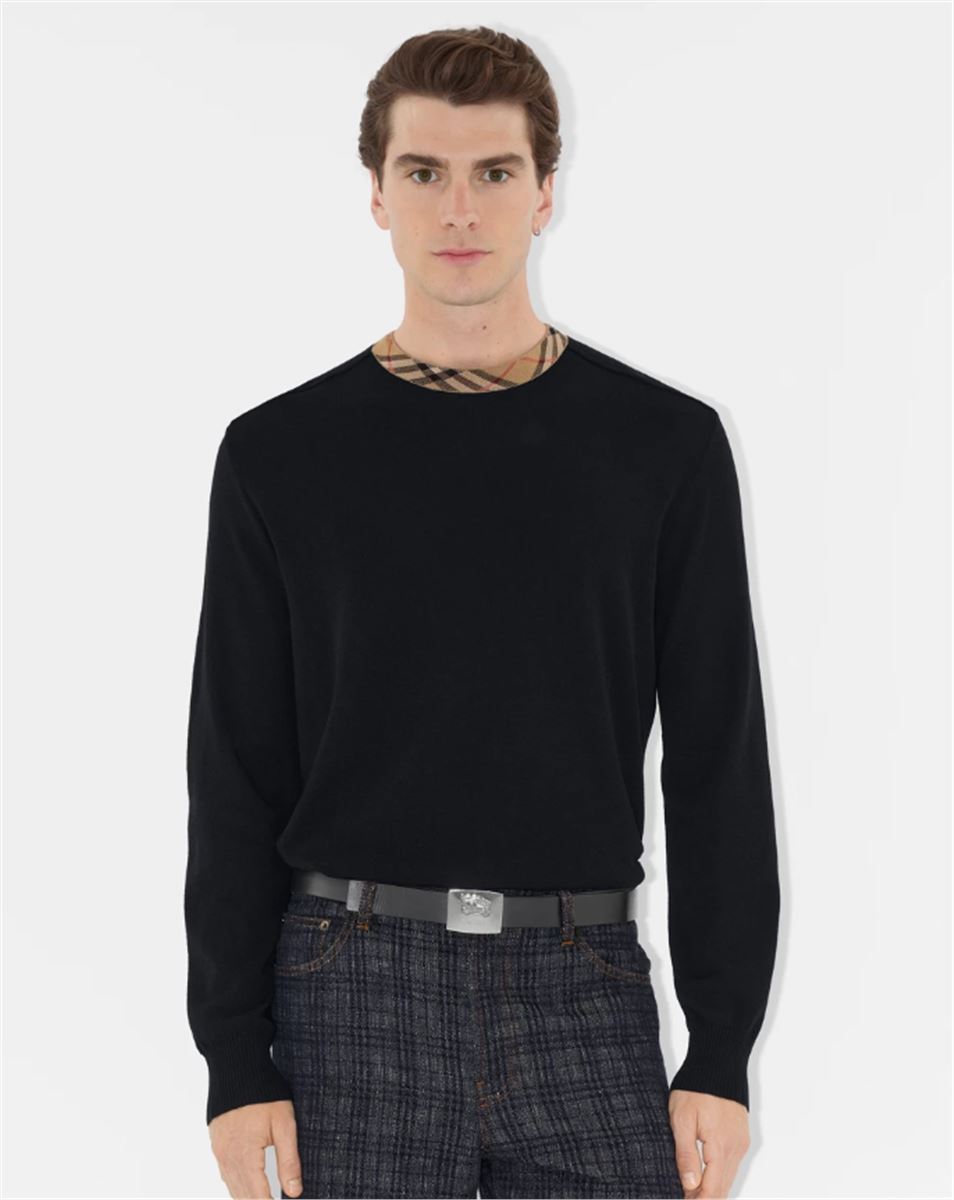 check trim wool sweater-BURBERRY-Verso