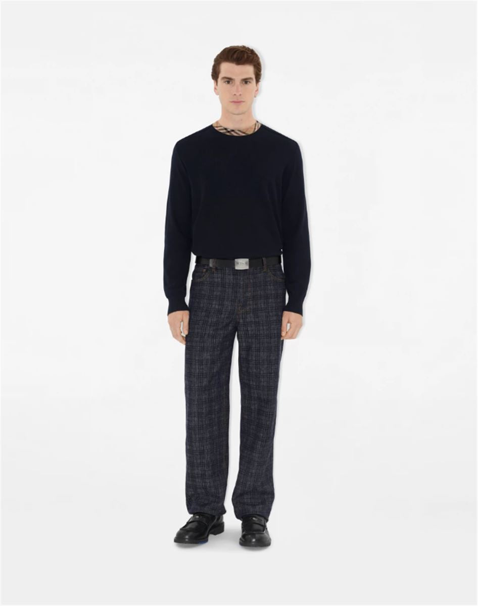 check trim wool sweater-BURBERRY-Verso