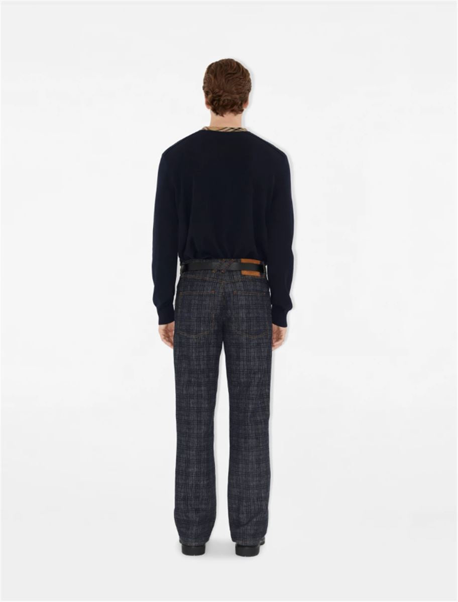 check trim wool sweater-BURBERRY-Verso