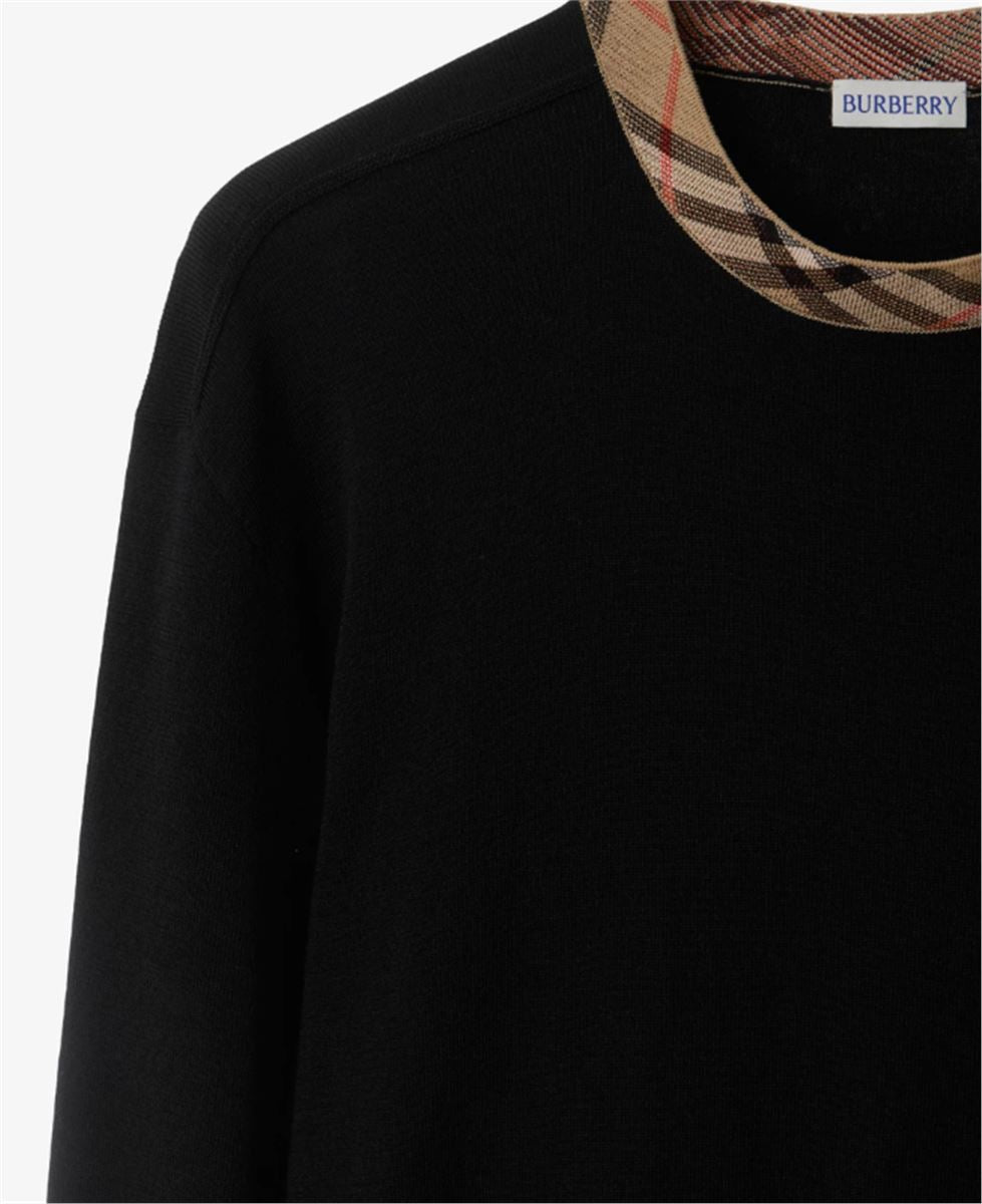 check trim wool sweater-BURBERRY-Verso