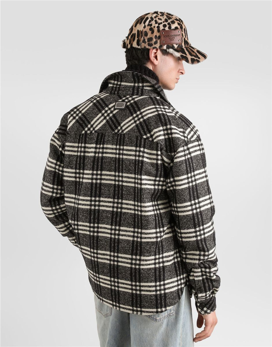 Check wool blend shirt jacket-DOLCE&GABBANA-Verso