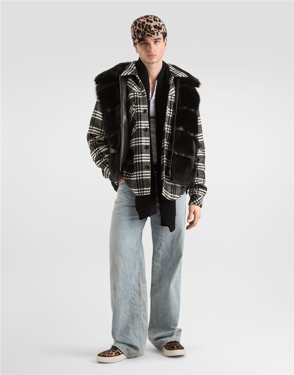 Check wool blend shirt jacket-DOLCE&GABBANA-Verso
