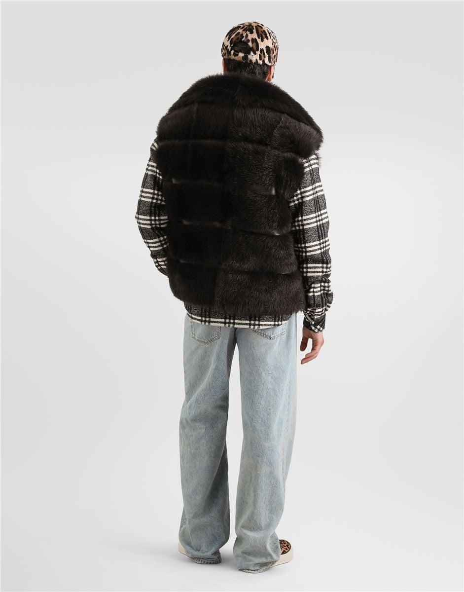 Check wool blend shirt jacket-DOLCE&GABBANA-Verso