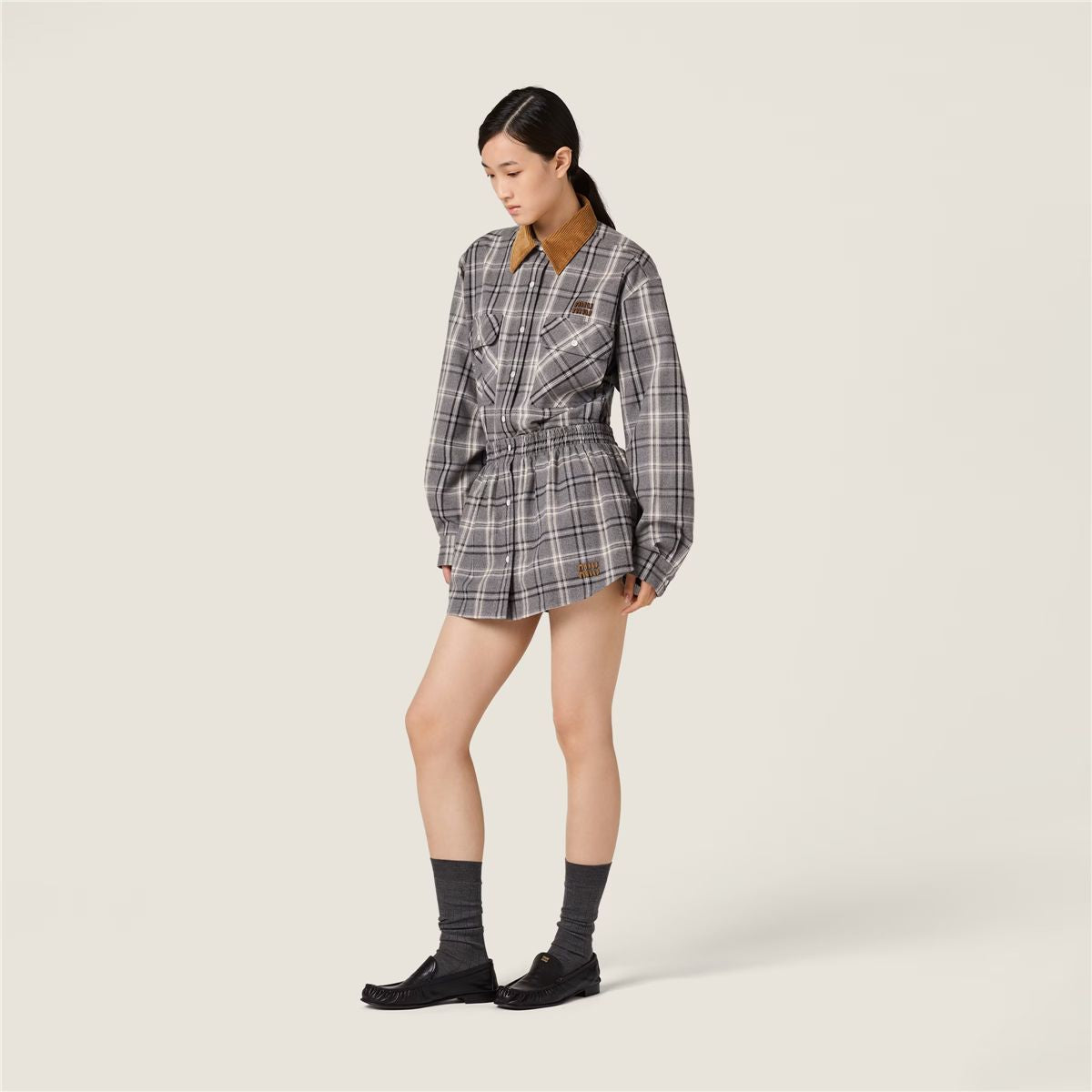 Checked flannel shirt-MIU MIU-Verso