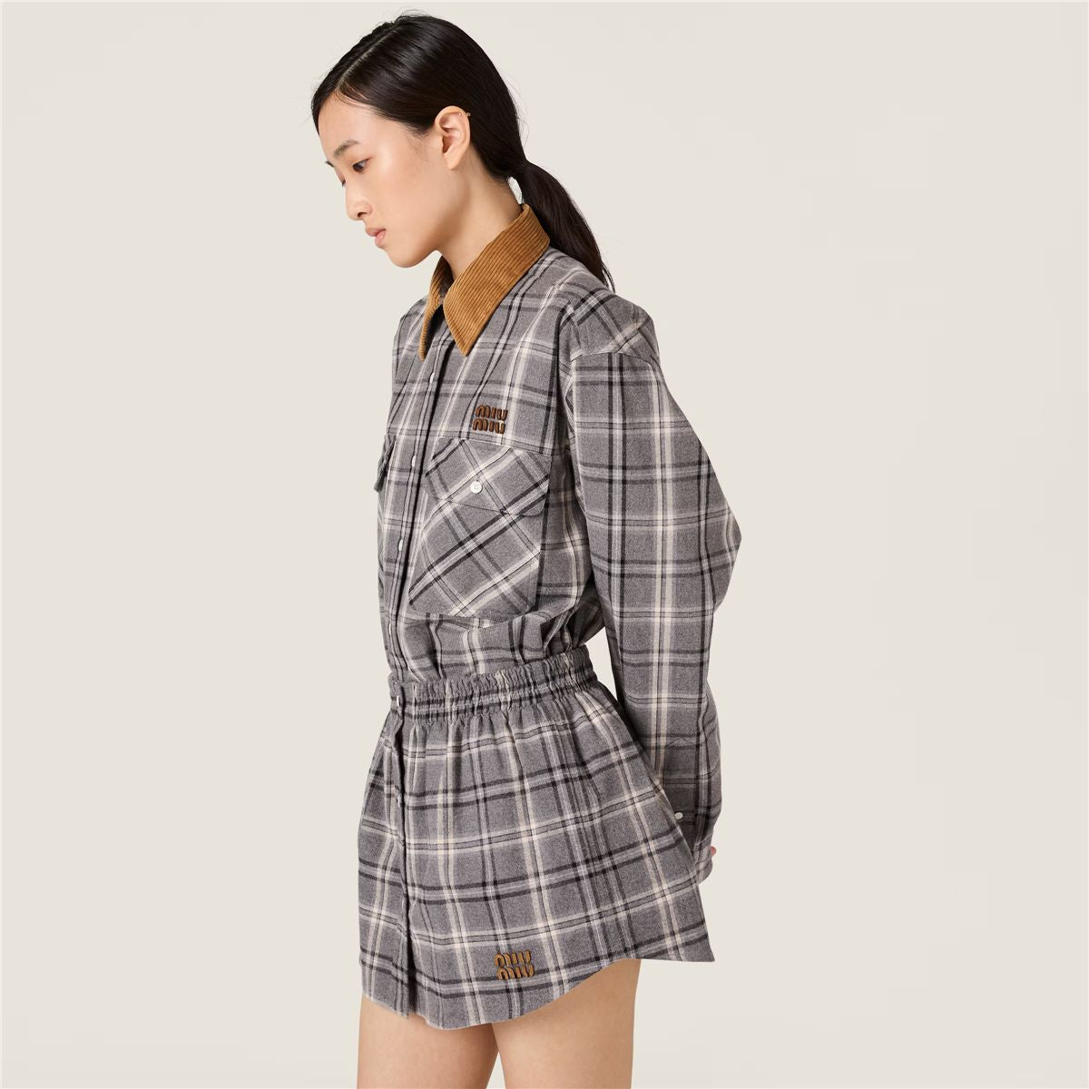 Checked flannel shirt-MIU MIU-Verso