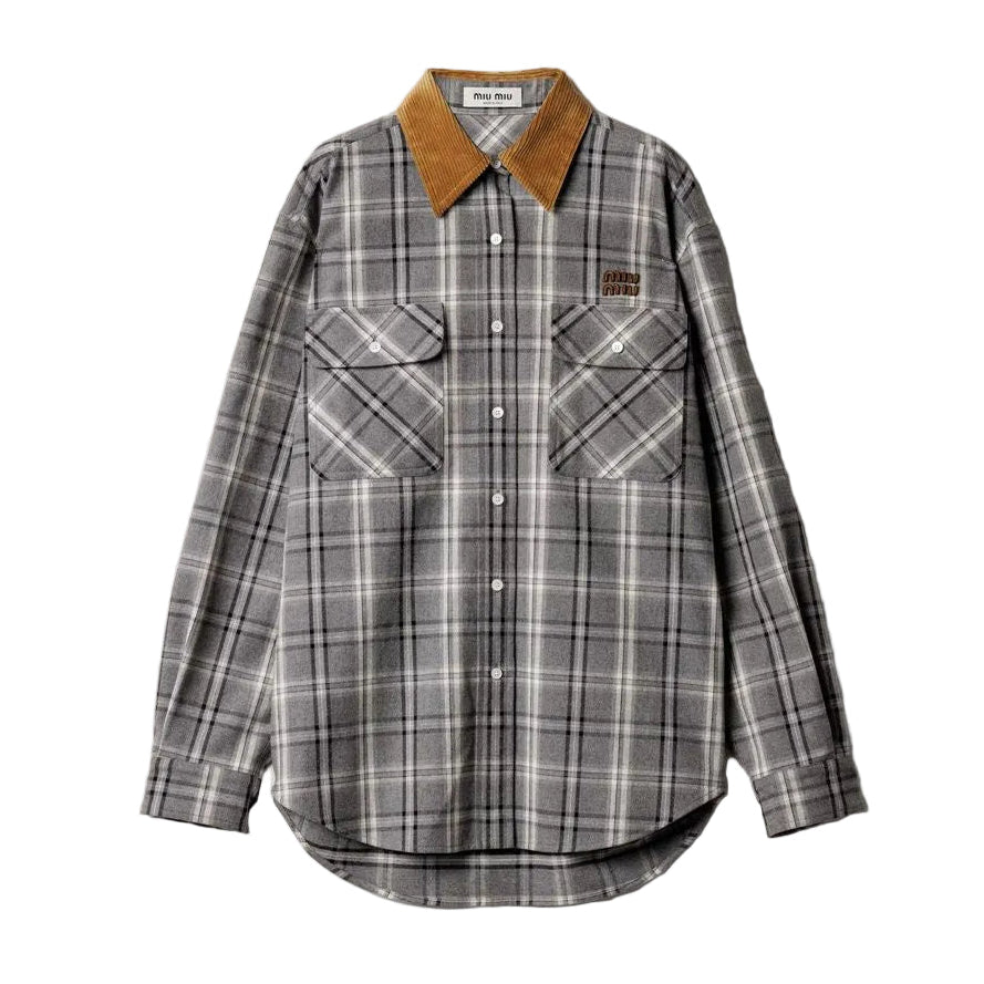 Checked flannel shirt-MIU MIU-Verso