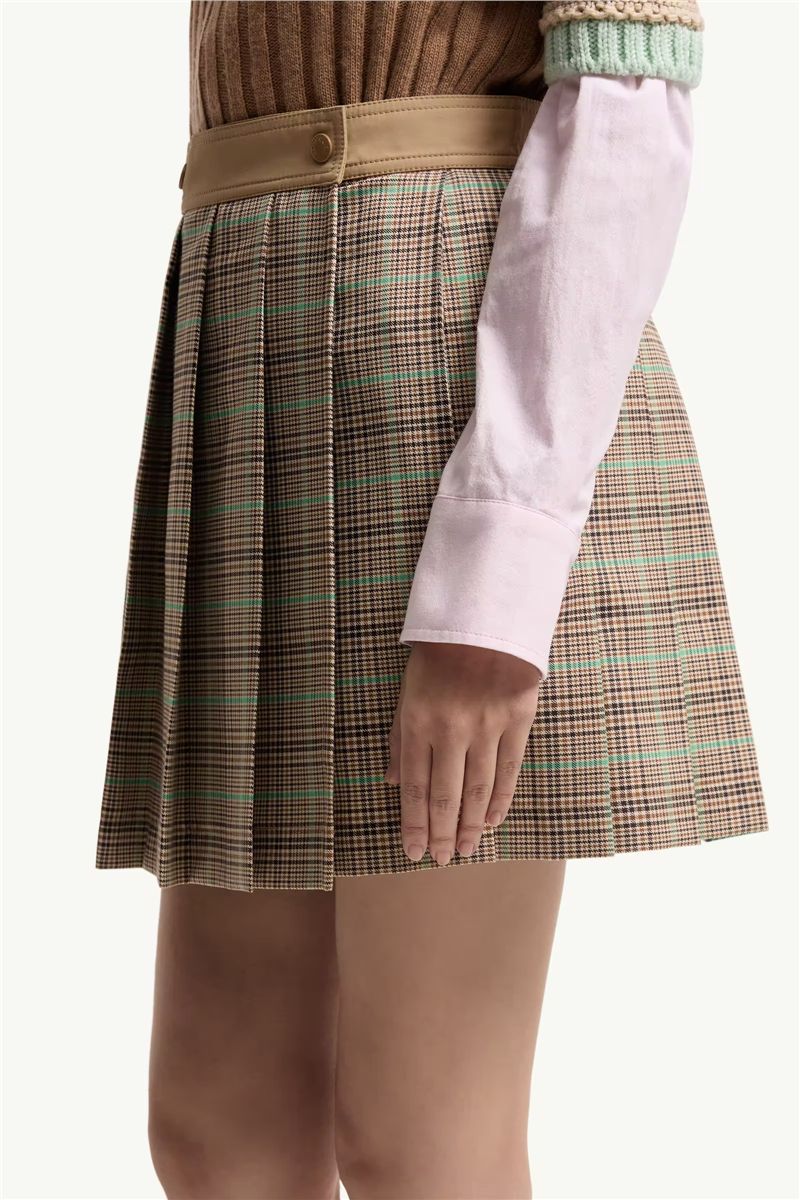Checked pleated mini skirt-MONCLER-Verso