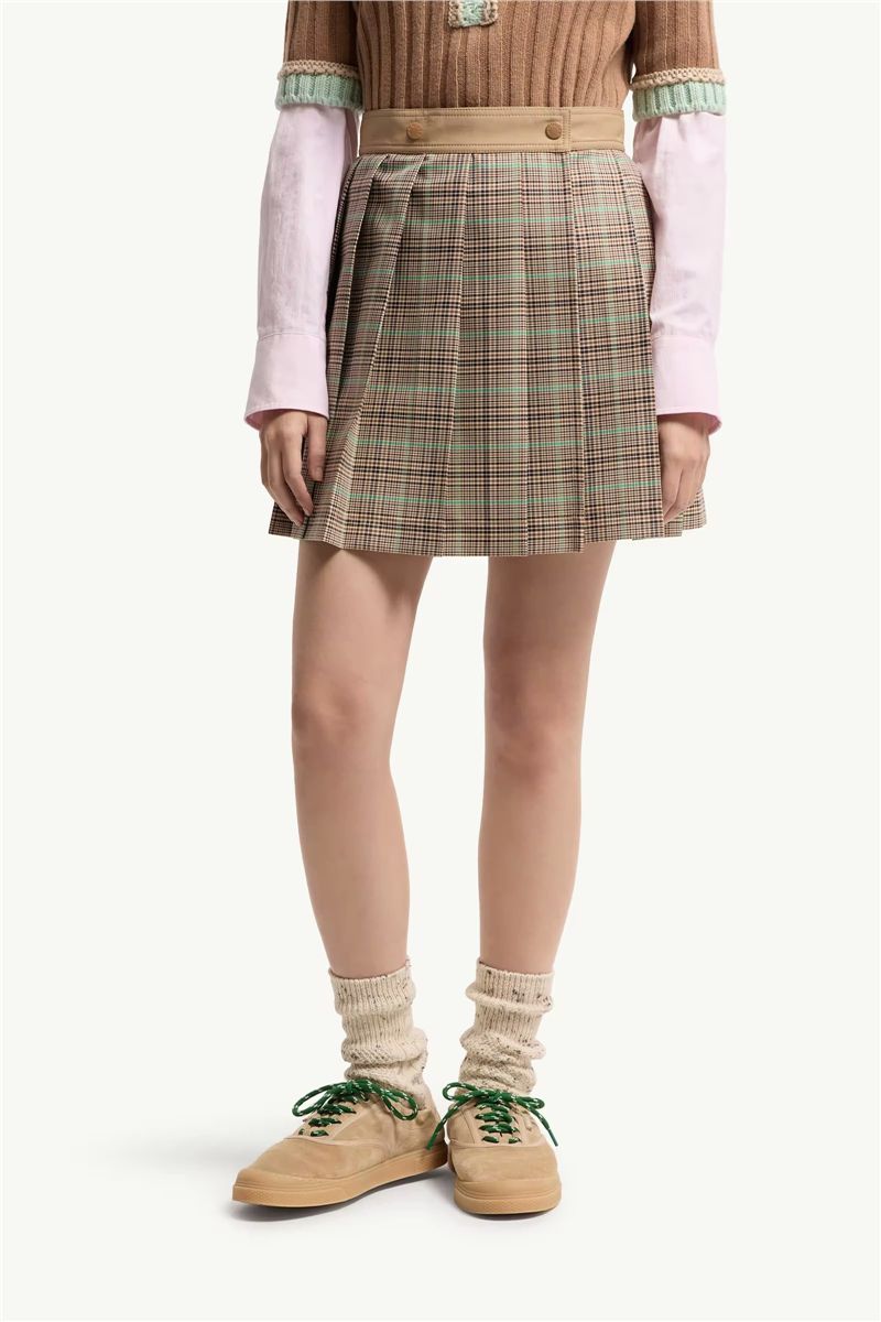 Checked pleated mini skirt-MONCLER-Verso
