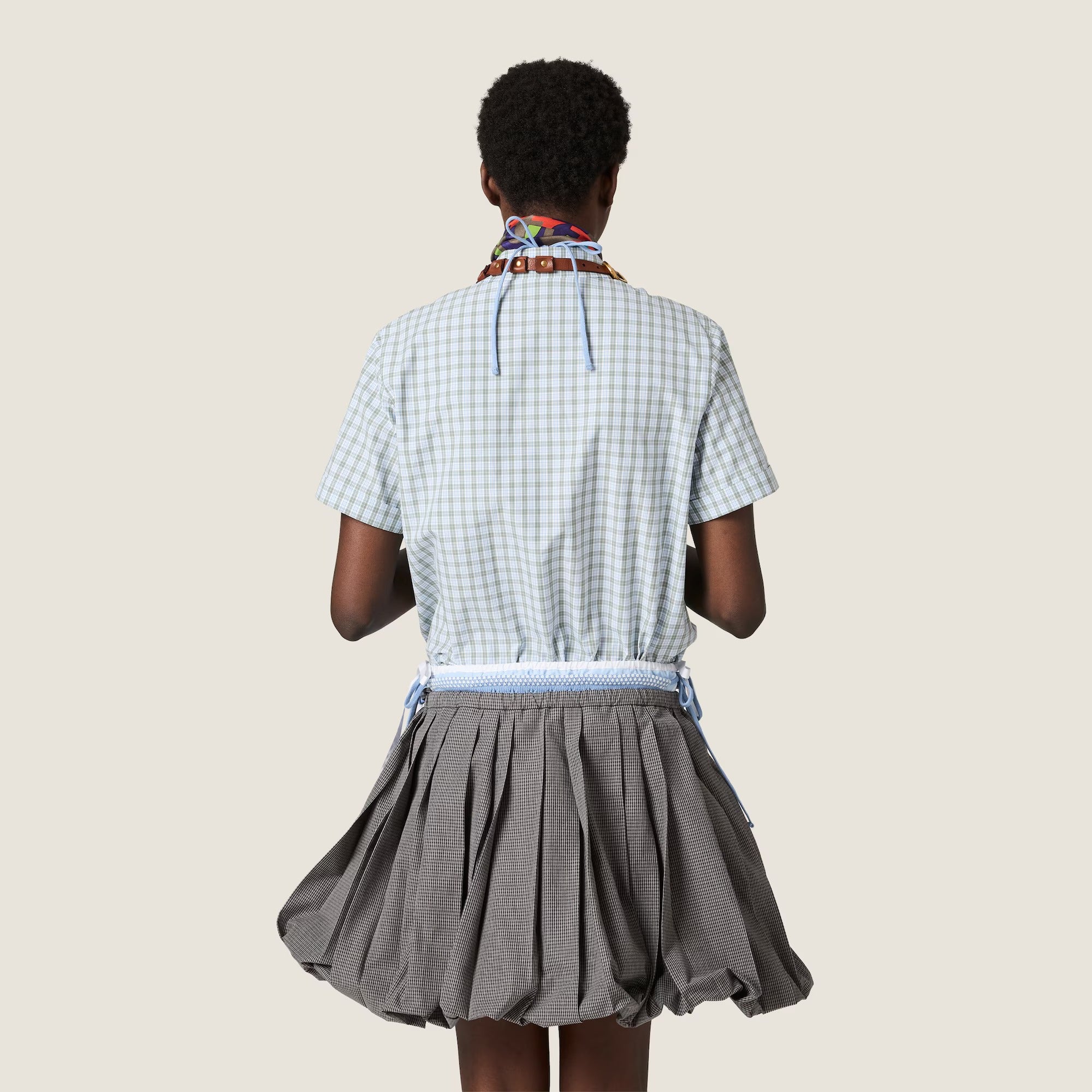 Checked poplin shirt-MIU MIU-Verso