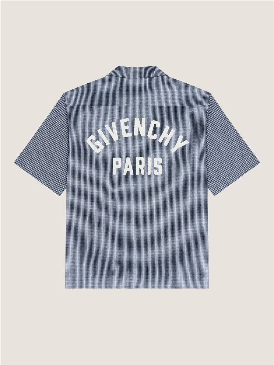 Checked shirt in cotton with givenchy paris embroidery-GIVENCHY-Verso