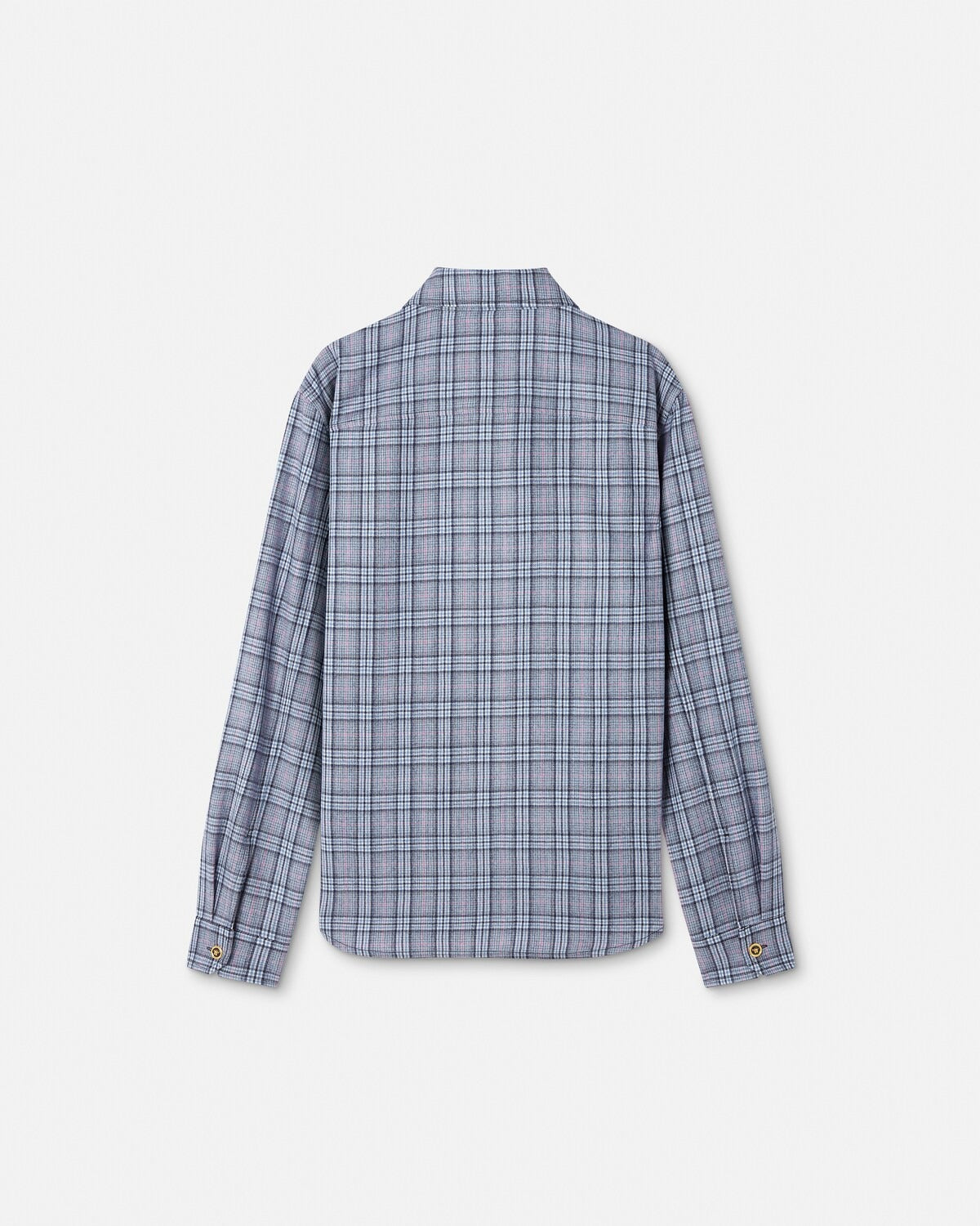 Checked Wool Flannel Zip Overshirt-VERSACE-Verso