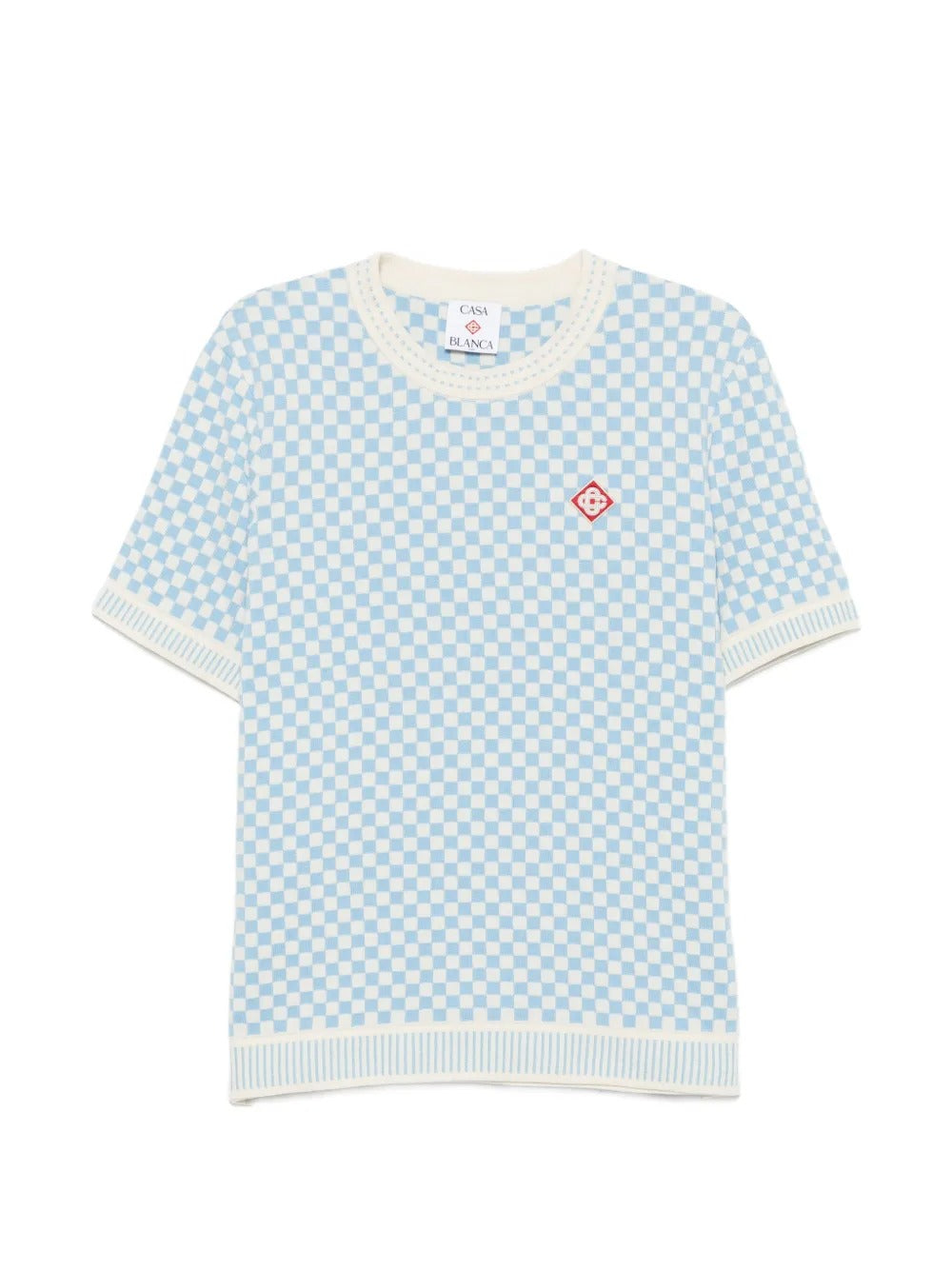 Checkerboard-knit logo-patch t-shirt-CASABLANCA-310425-M-Verso
