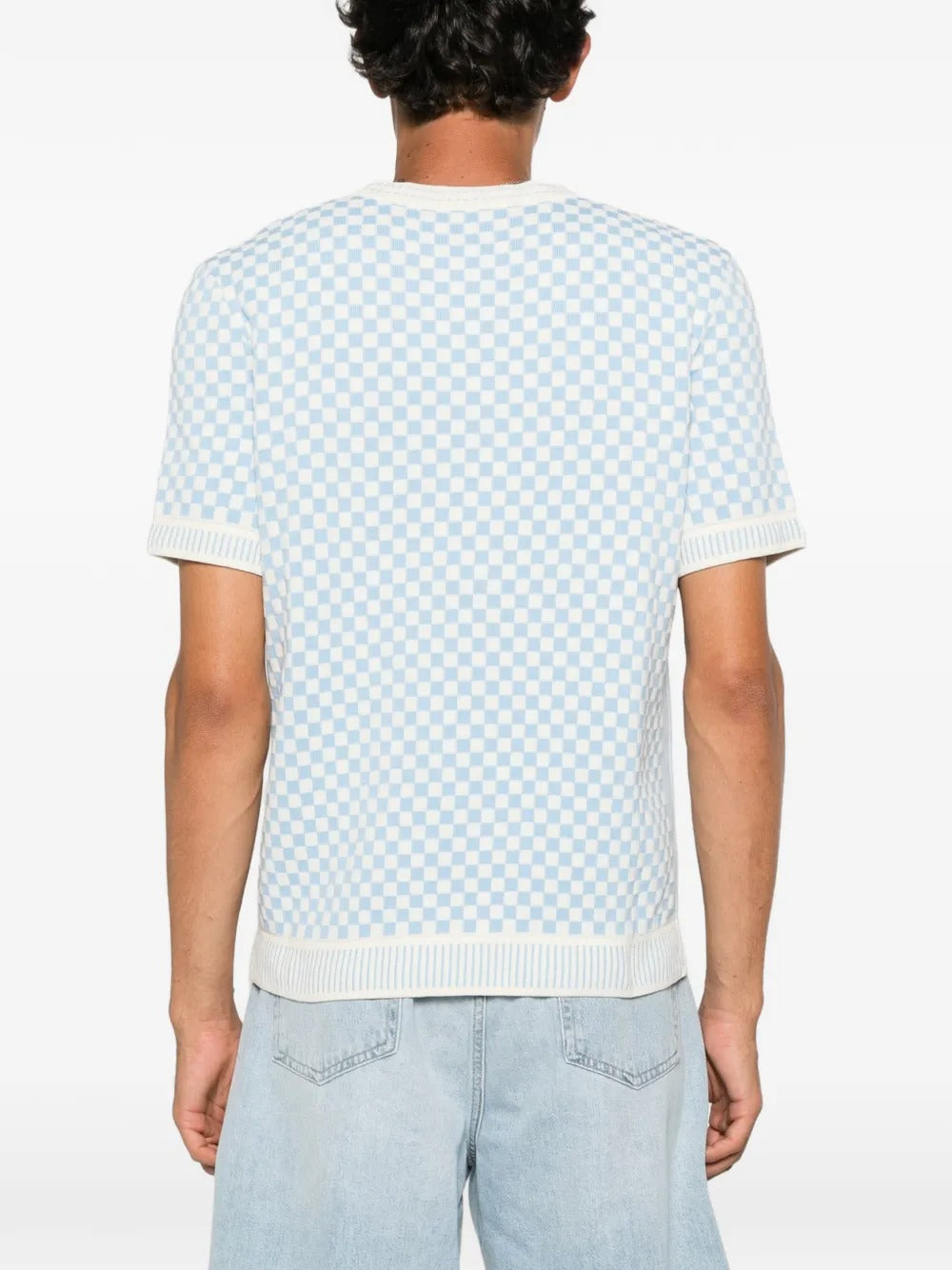 Checkerboard-knit logo-patch t-shirt-CASABLANCA-Verso