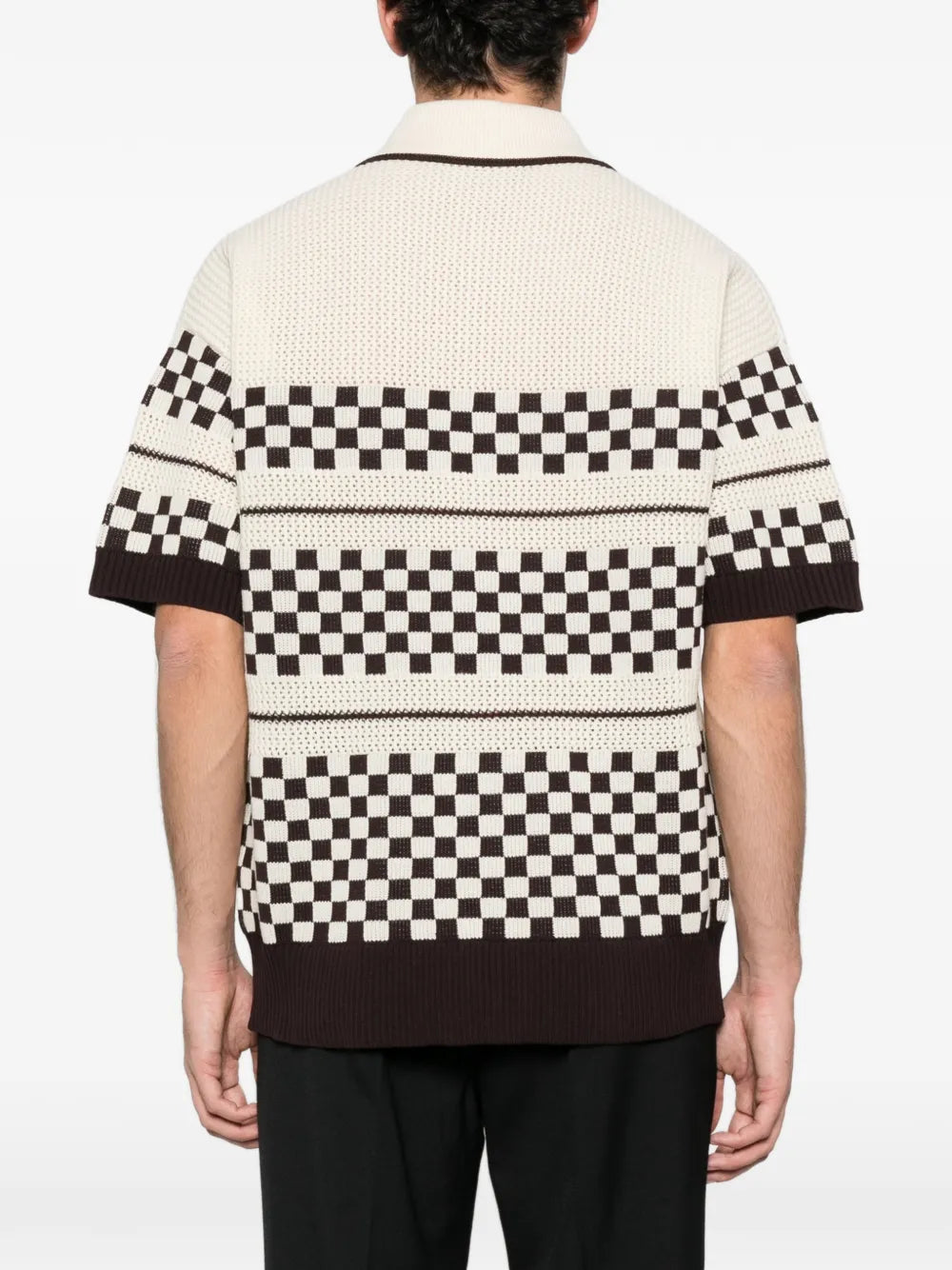 Checkered mesh logo-patch shirt-AMIRI-Verso