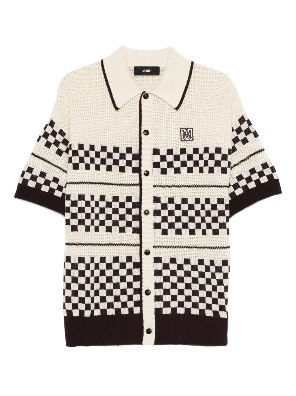 Checkered mesh logo-patch shirt-AMIRI-Verso