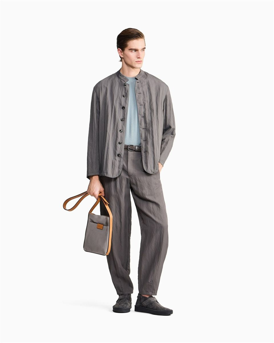 Chevron cotton and silk blend t-shirt-GIORGIO ARMANI-Verso