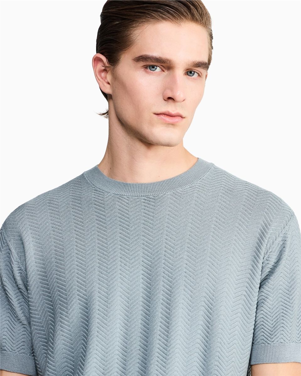 Chevron cotton and silk blend t-shirt-GIORGIO ARMANI-Verso