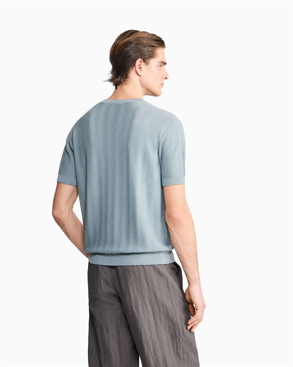 Chevron cotton and silk blend t-shirt-GIORGIO ARMANI-Verso