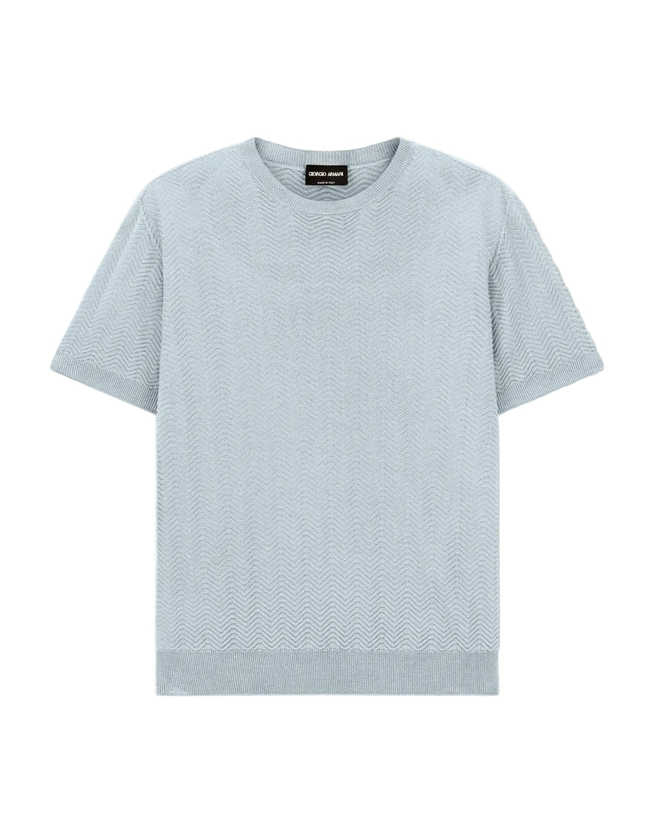 Chevron cotton and silk blend t-shirt-GIORGIO ARMANI-Verso