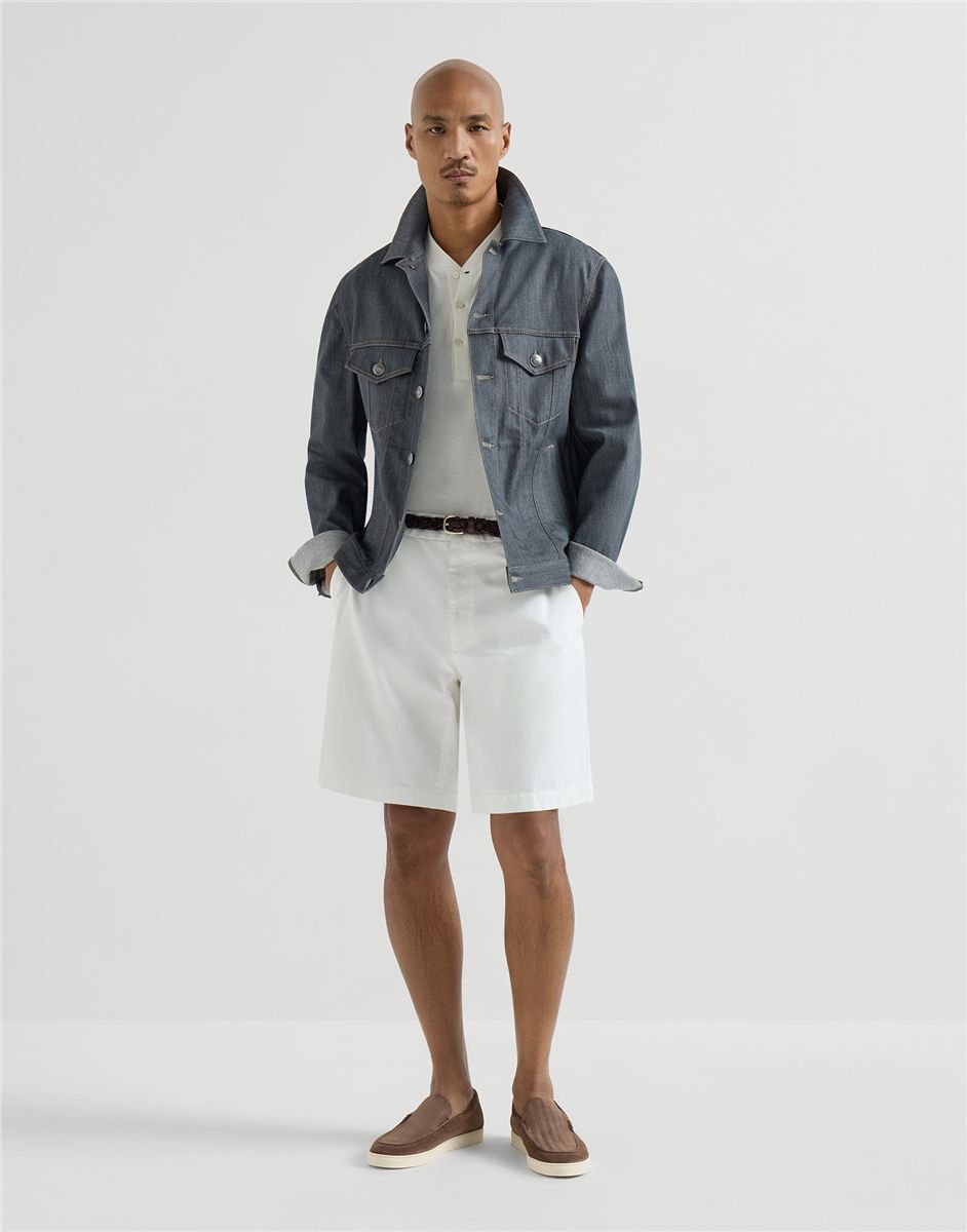 Chevron-effect suede loafer sneakers-BRUNELLO CUCINELLI-Verso