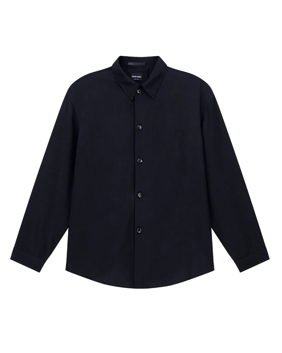 Chevron viscose twill shirt jacket-GIORGIO ARMANI-Verso