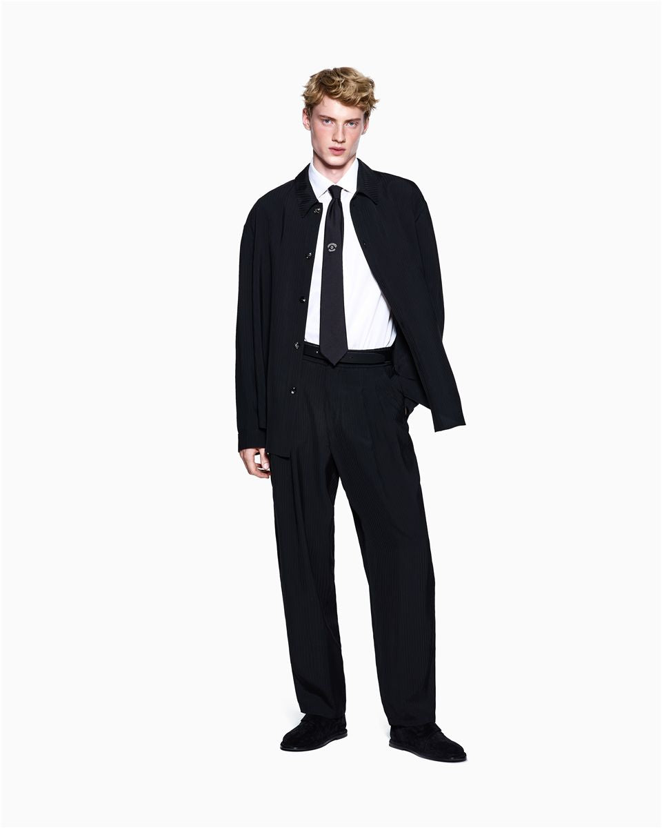 Chevron viscose twill two-pleat trousers-GIORGIO ARMANI-Verso