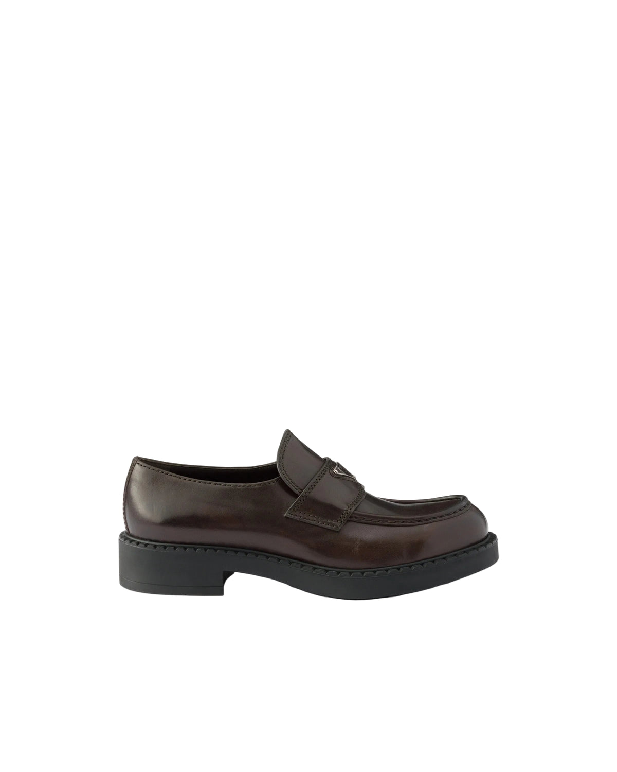 Chocolate Aged Leather Loafers-PRADA-Verso