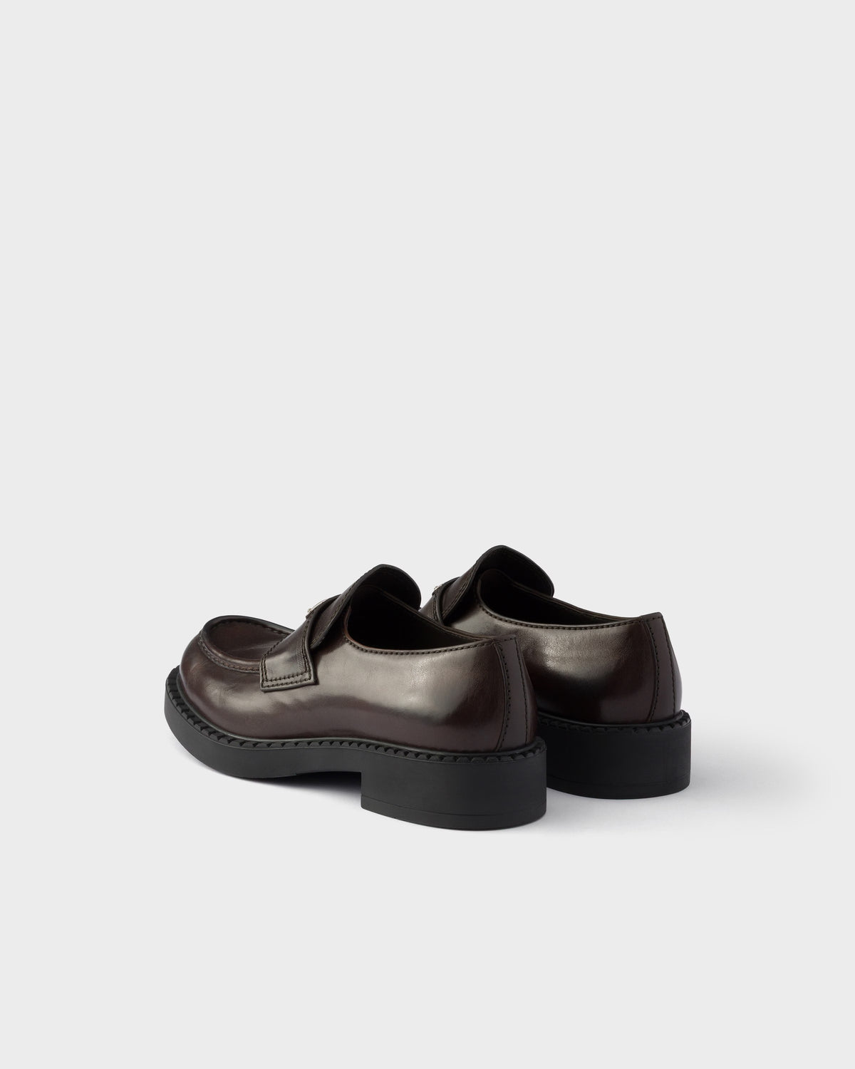 Chocolate Aged Leather Loafers-PRADA-Verso