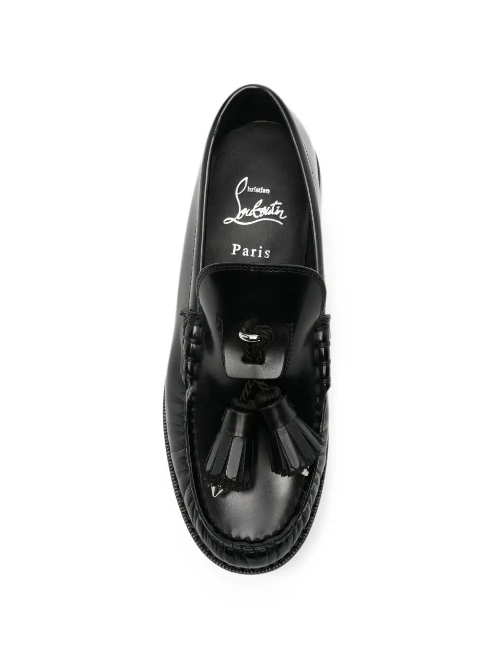 Christian rochelle loafers in black shiny calf leather-LOUBOUTIN-Verso