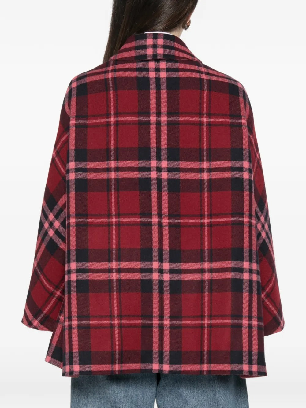 Clarissa check-pattern button-up reversible coat-ALICIA AUDREY-Verso