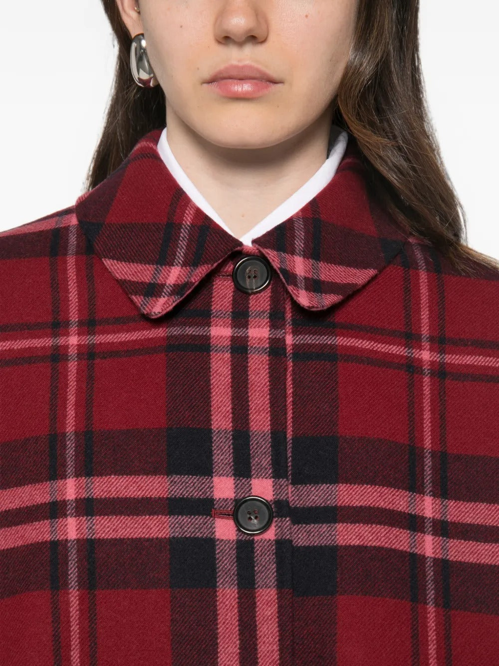 Clarissa check-pattern button-up reversible coat-ALICIA AUDREY-Verso